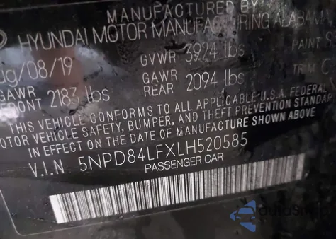 2020 Hyundai Elantra Value Edition z USA, uszkodzony, nr VIN 5NPD84LFXLH520585